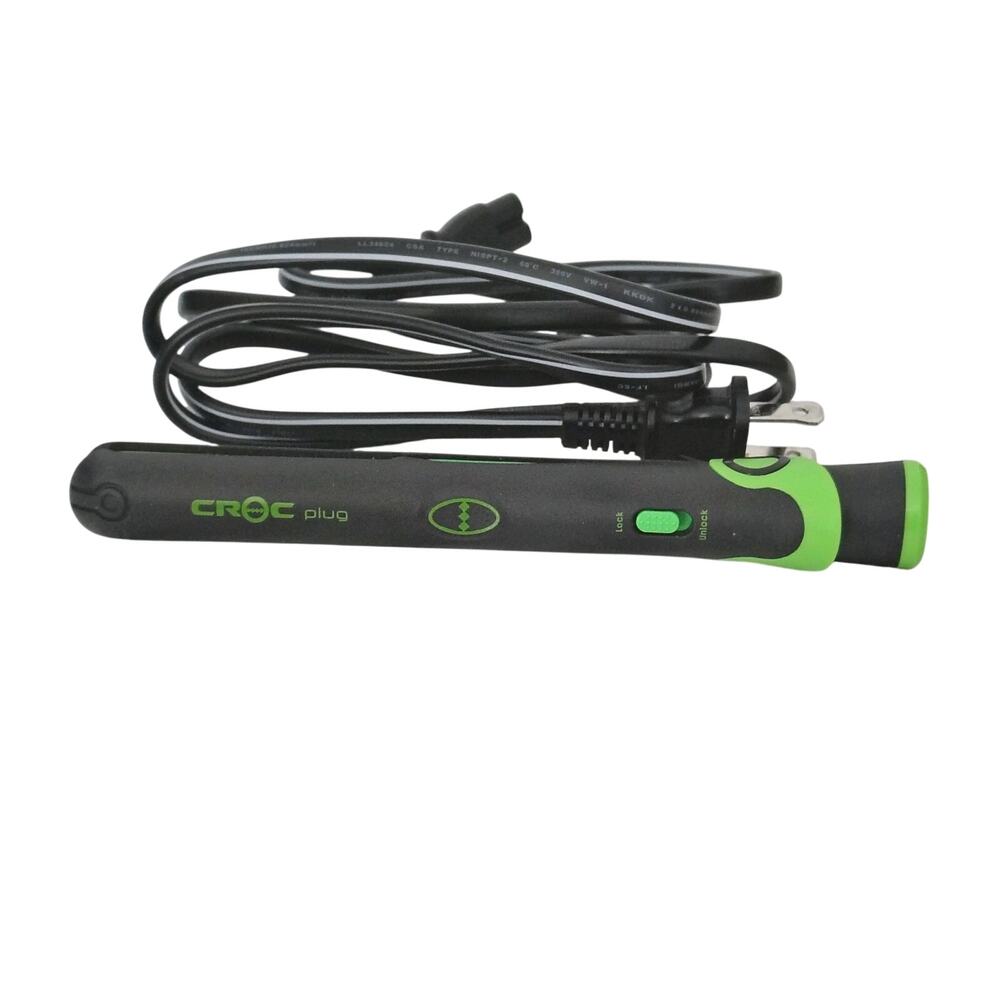 Croc Plug Ceramic Mini Flat Iron Hair Straightening Travel Haircare Green